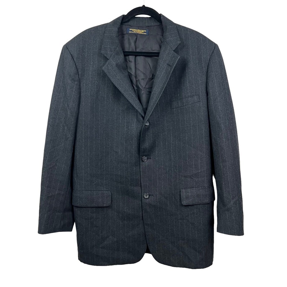 Brooks Brothers Wool Blazer Sports Coat Men Vented 3 Button Stripe Gray 44R*